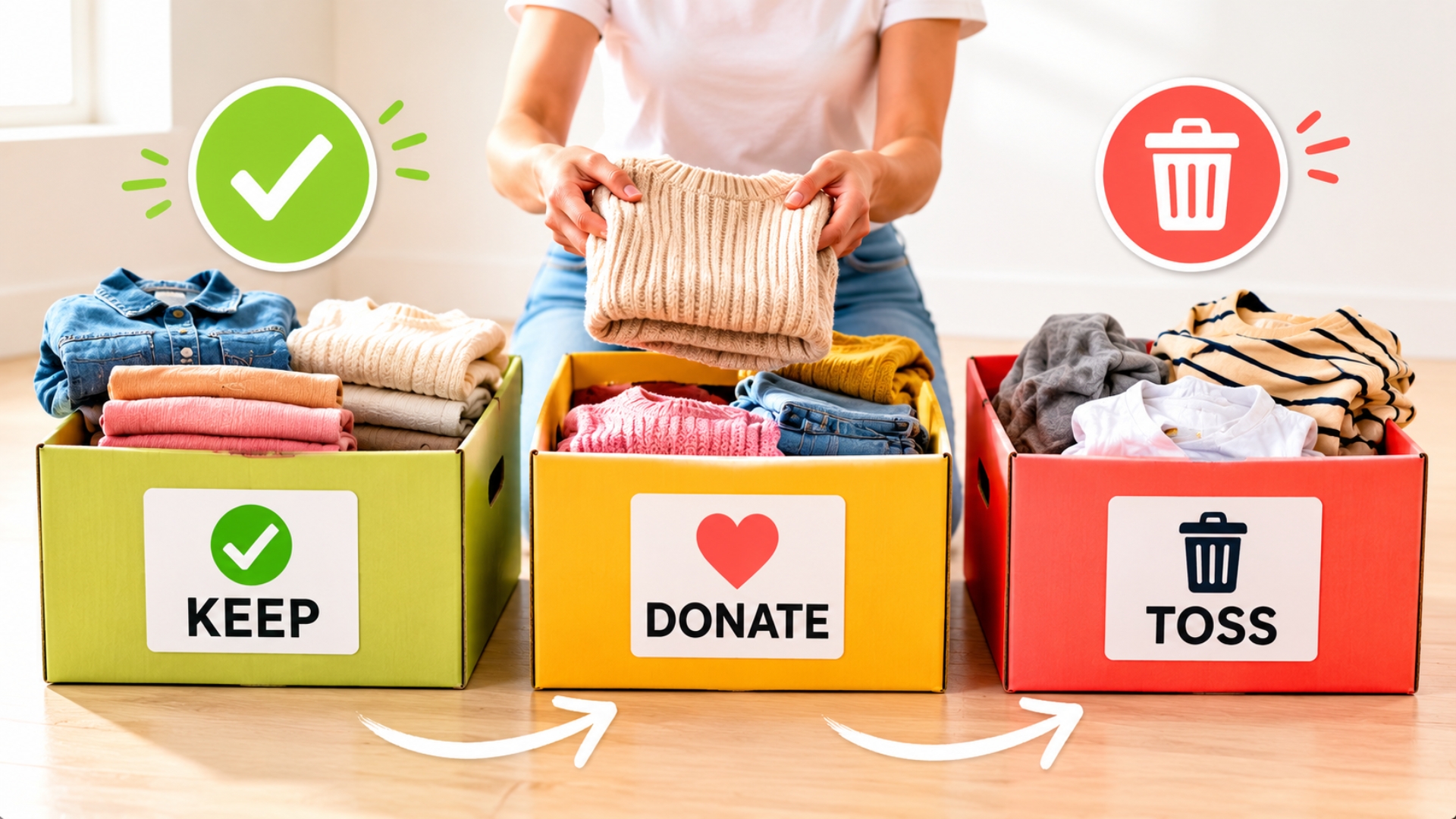 Use the Keep, Donate, Toss Method to Declutter Your Home