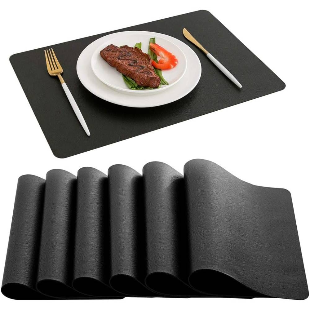 DOLOPL Black Faux Leather Placemats