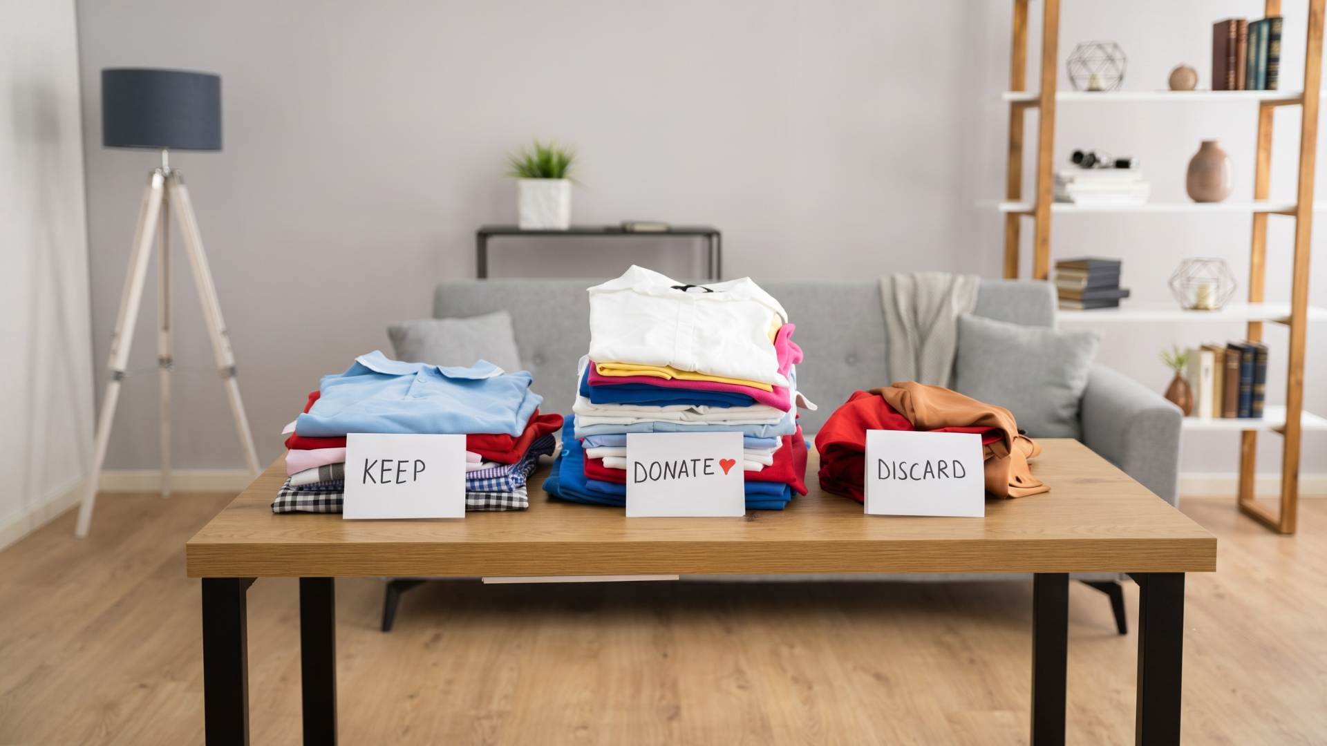 Use the Keep, Donate, Recycle, Trash Method