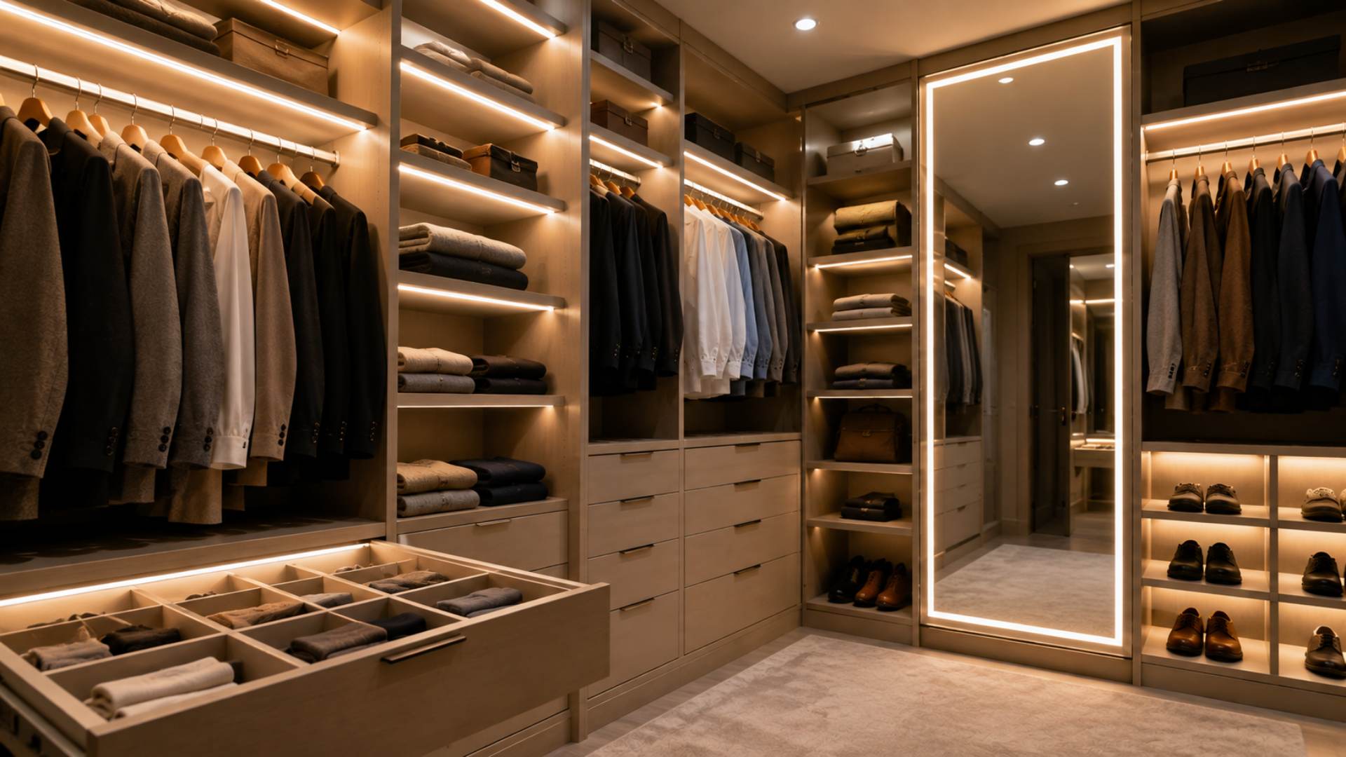 custom walk-in closet lighting